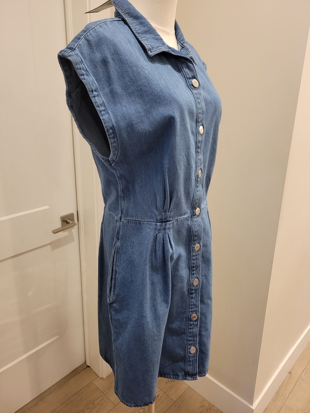 Mavi New Casual Denim Button-Front Dress, Size L - Picture 2 of 5